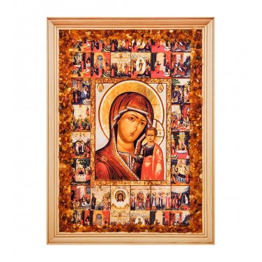 Икона Божией Матери Казанская (янтарная крошка)