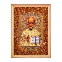 Икона Святой Николай Чудотворец (янтарная крошка)