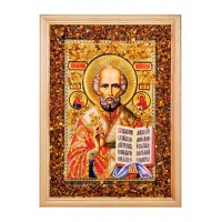 Икона Николай Чудотворец (янтарная крошка)