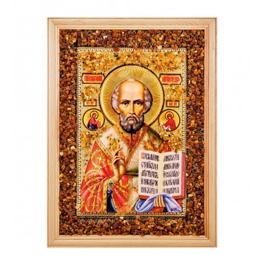 Икона Николай Чудотворец (янтарная крошка)