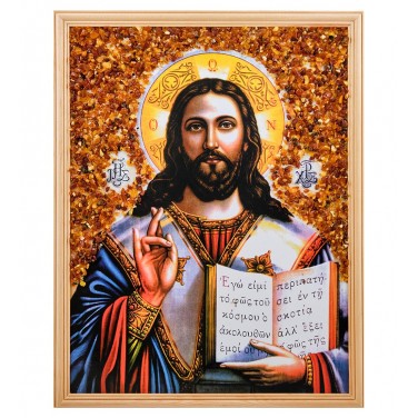 Икона Иисус Христос (янтарная крошка)