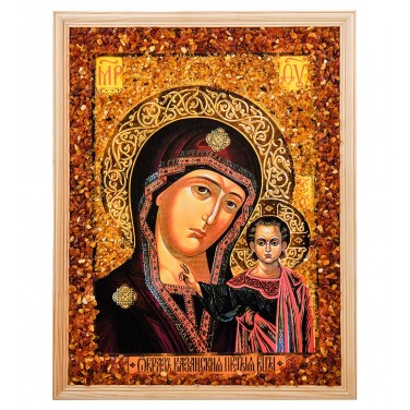 Икона Божией Матери Казанская (янтарная крошка)