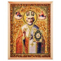 Икона Николай Чудотворец (янтарная крошка)