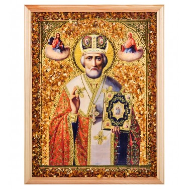 Икона Николай Чудотворец (янтарная крошка) Икона Николай Чудотворец (янтарная крошка)