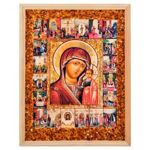 Икона Божией Матери Казанская (янтарная крошка)