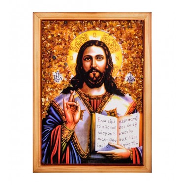 Икона Иисус Христос (янтарная крошка)