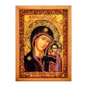 Икона Божией Матери Казанская (янтарная крошка)