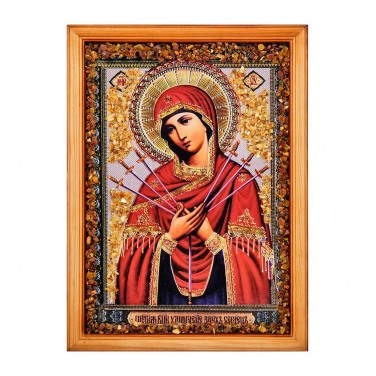 Икона Божией Матери Семистрельная (янтарная крошка)