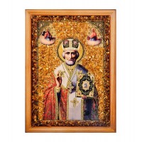 Икона Николай Чудотворец (янтарная крошка)