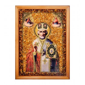 Икона Николай Чудотворец (янтарная крошка)