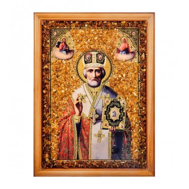 Икона Николай Чудотворец (янтарная крошка)