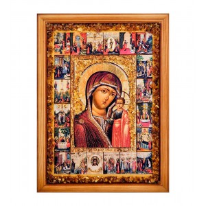 Икона Казанская Божией Матери (янтарная крошка)