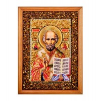 Икона Святой Николай Чудотворец (янтарная крошка)