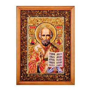 Икона Святой Николай Чудотворец (янтарная крошка)