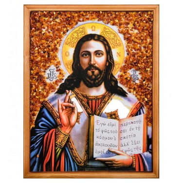 Икона Иисус Христос (янтарная крошка)