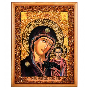 Икона Божией Матери Казанская (янтарная крошка)
