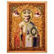 Икона Николай Чудотворец (янтарная крошка)