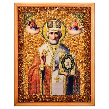 Икона Николай Чудотворец (янтарная крошка) Икона Николай Чудотворец (янтарная крошка)