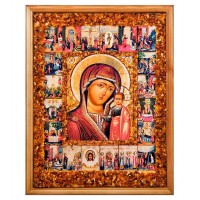 Икона Божией Матери Казанская (янтарная крошка)