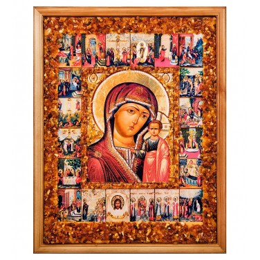 Икона Божией Матери Казанская (янтарная крошка) Икона Божией Матери Казанская (янтарная крошка)