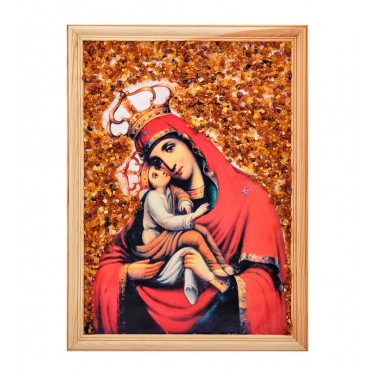 Икона Божией Матери (янтарная крошка)