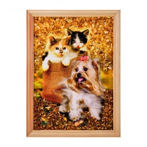 Картина Милая семейка (янтарная крошка)