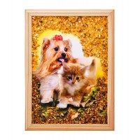 Картина Пушистая парочка (янтарная крошка)