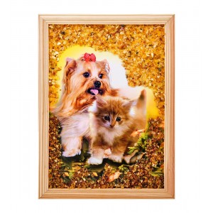 Картина Пушистая парочка (янтарная крошка)