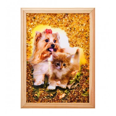 Картина Пушистая парочка (янтарная крошка)