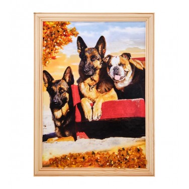 Картина Три собаки (янтарная крошка)