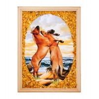 Картина Пара лошадей (янтарная крошка)