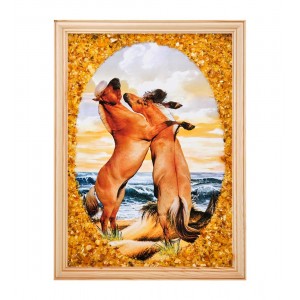 Картина Пара лошадей (янтарная крошка)