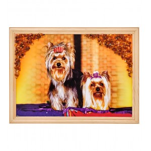 Картина Дуэт йоркширских терьеров (янтарная крошка)
