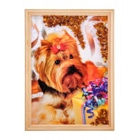 Картина Йорк с подарком (янтарная крошка)