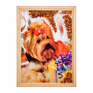 Картина Йорк с подарком (янтарная крошка)