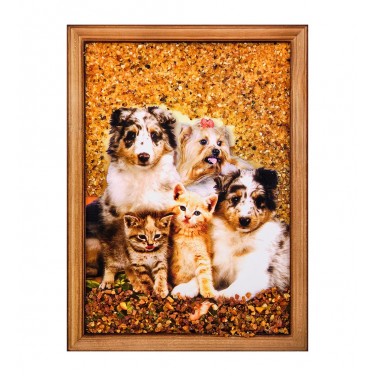 Картина Веселая компания (янтарная крошка)