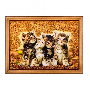 Картина Милые котята (янтарная крошка)