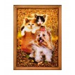 Картина Два котенка и щенок (янтарная крошка)