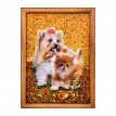 Картина Котенок и щенок (янтарная крошка)