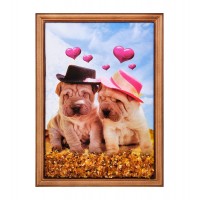 Картина Два шарпея (янтарная крошка)