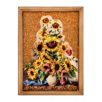 Картина Ваза с подсолнухами (янтарная крошка)