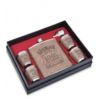 Подарочный набор с фляжкой 100% мужик!