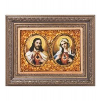 Икона Иисус и Мария (янтарная крошка)