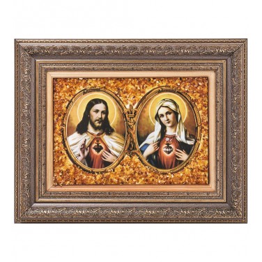 Икона Иисус и Мария (янтарная крошка)
