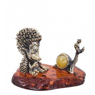 Фигурка Ёжик и улитка (янтарь)