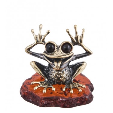 Фигурка Лягушка кривляка (янтарь)