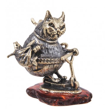 Фигурка Кот на самокате (янтарь)