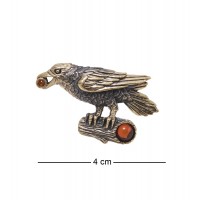 Фигурка - брошь Ворона с подарком (янтарь)