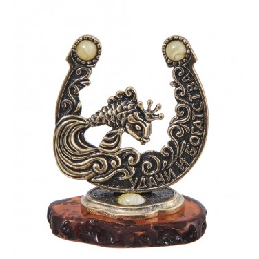 Фигурка Подкова - золотая рыбка (янтарь)