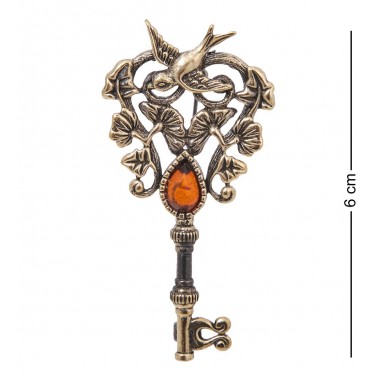 Фигурка - брошь Ключик - ласточка (янтарь)